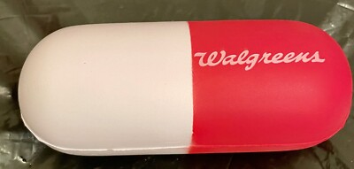 Walgreens Logo ''PILL-SHAPED'' Rubber 4'' Stress Relief, Hand Gripper Red /Gray NEW