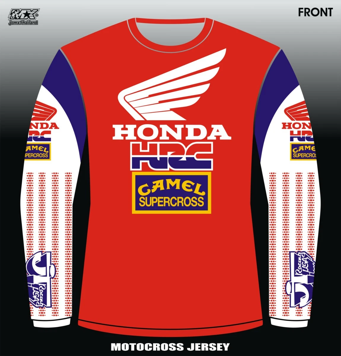 Customize Vintage Motocross Honda Hrc Camel Sx Jt Name+Number