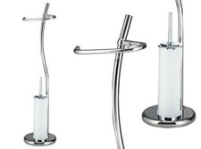 PIANTANA DA BAGNO BRIXO  2in1 CROMO CON PORTASCOPINO H 77 CM ARREDO BAGNO