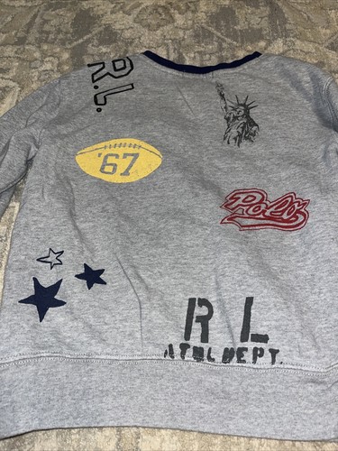 Polo Ralph Lauren Gray Tiger Head Football Sweatshirt Sz Small (8) - Picture 6 of 7