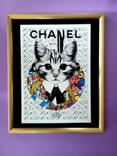 DEATH NYC Hand Signed LARGE Print COA Framed 16x20in Le Chat de Chnel &