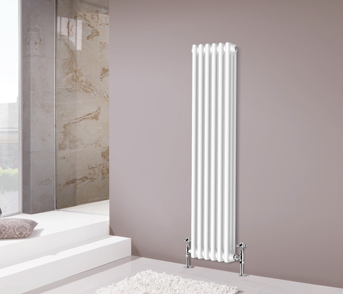 Modern Bathroom Vertical Radiator Traditional Triple Column 1500x292mm White