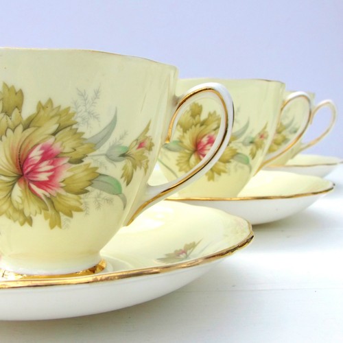 Vintage Colclough Bone China Tea Set 5 Cups Saucers Floral