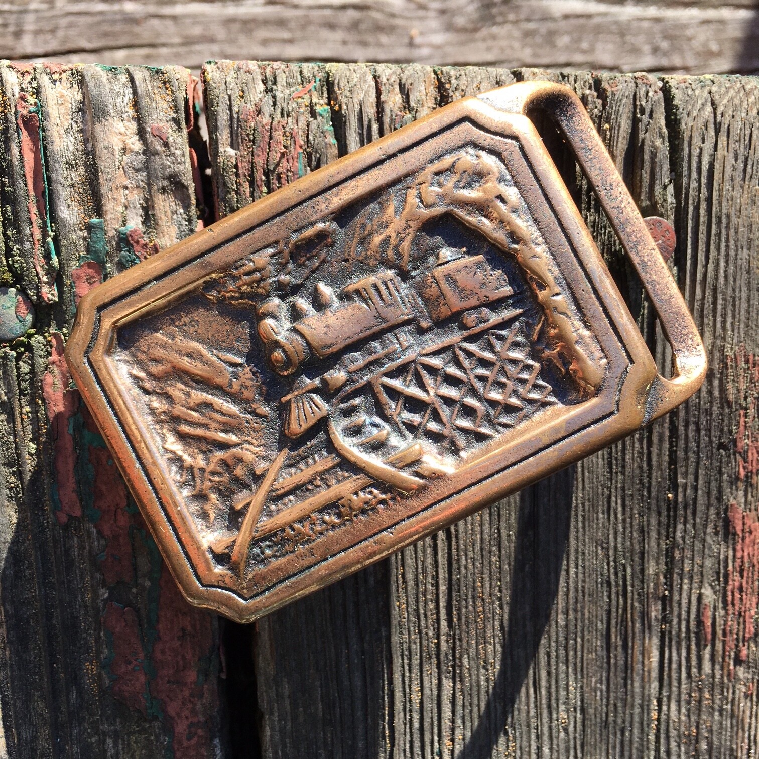 vtg Western TE Express train Solid BRASS tech eth… - image 5