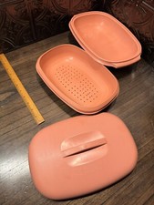 Vintage 3 Piece Tupperware Steamer Rice Cooker 6 cups PINK