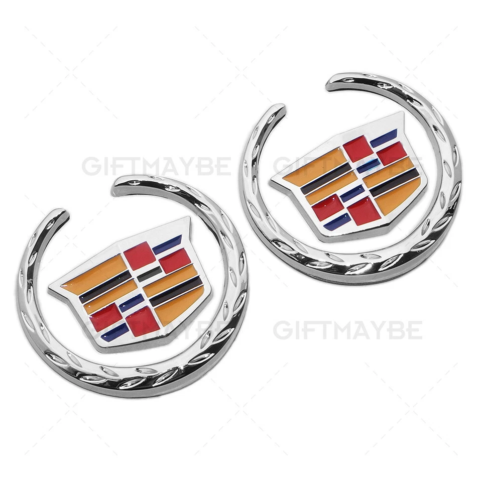 2pcs For Cadillac Fender Marker Door Logo Badge Emblem Car Decoration Sport V Foto 2 de 4