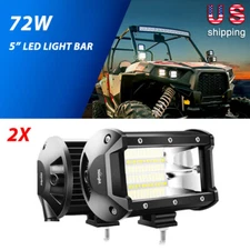 Nilight 2PCS 5 inch 72W Work Flood LED Light Bar Driving Fog Lights Off Road 4WD