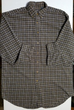 IZOD Jeans Long Sleeve Button Down Gray/Tan Check Cotton Flannel Shirt Men's LT