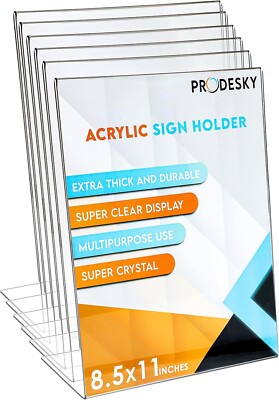 Pack of 6 Back Acrylic Sign Holder 8.5 * 11 Inches with FREE SHIPPING