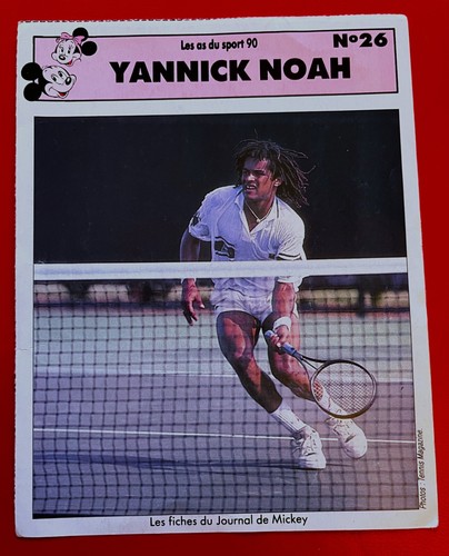YANNICK NOAH, RARE VINTAGE ROOKIE FICHE TENNIS CARD 1990 ATP