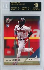 2018 TOPPS NOW MLB #689 RONALD ACUNA JR. ROOKIE CARD BGS BLACK LABEL QUAD 10