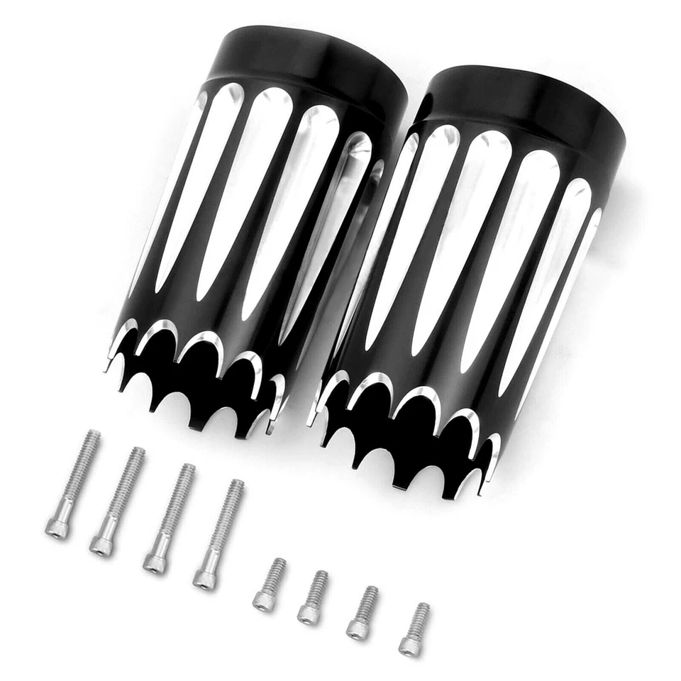 BLACK FORK SLIDER COVER For Harley FLT FLHR COW BELLS FLHX FLHTCU Freewheeler Foto 3 de 4