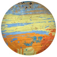 Volare Graphic Splatter Wool Round Rug In Blue Orange Rust, 8' X 8' Volare Graphic Splatter Wool Round Rug In Blue Orange Rust, 8' X 8'