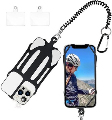 Phone Tether with 2 Patch and Silicone Phone Holder,2 in 1 iPhone Lanyard Tether