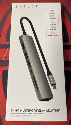 Satechi - 7-in-1 USB-C Slim Multiport Adapter w/ Ethernet, 4K HDMI, 60W USB-C...