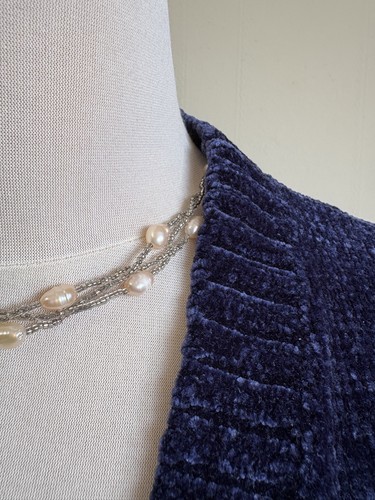 LANDS' END Navy Blue Open Chenille Cardigan. UK 10. L/G Age 12-13 years. Soft - Picture 7 of 12