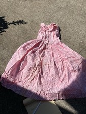 50s Hand Made Pink And White Polka Dot Dress Waist25-26 Bust32-33 Neck To Hem 39