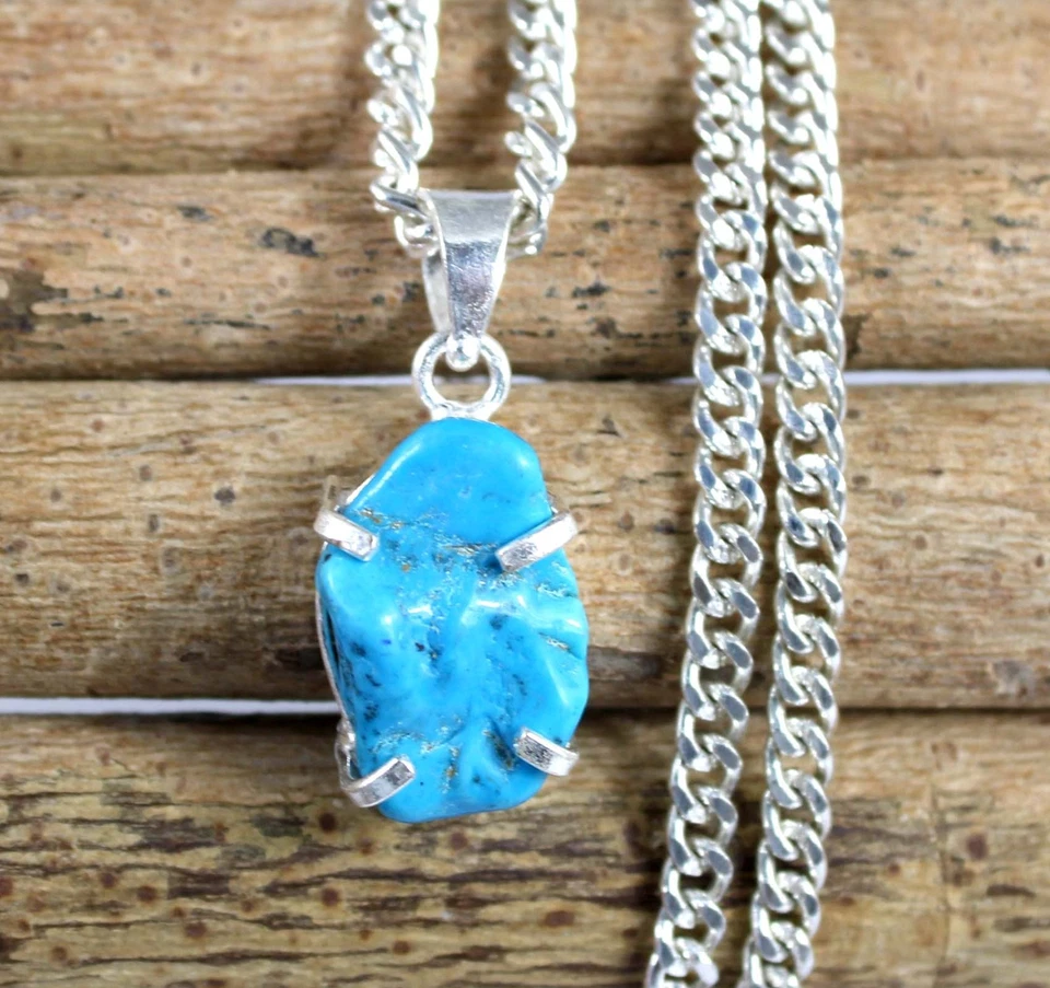 Colgante en bruto de piedras preciosas azul turquesa Arizona natural certificado 13,40 quilates/18 mm Foto 2 de 4