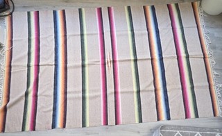 Large Vintage Saltillo Serape Fringed Blanket 47.5 x 81" Brown vibrant