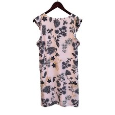 Loft Blush Pink Floral Ruffle Sleeve Shift Dress Size Womens Medium