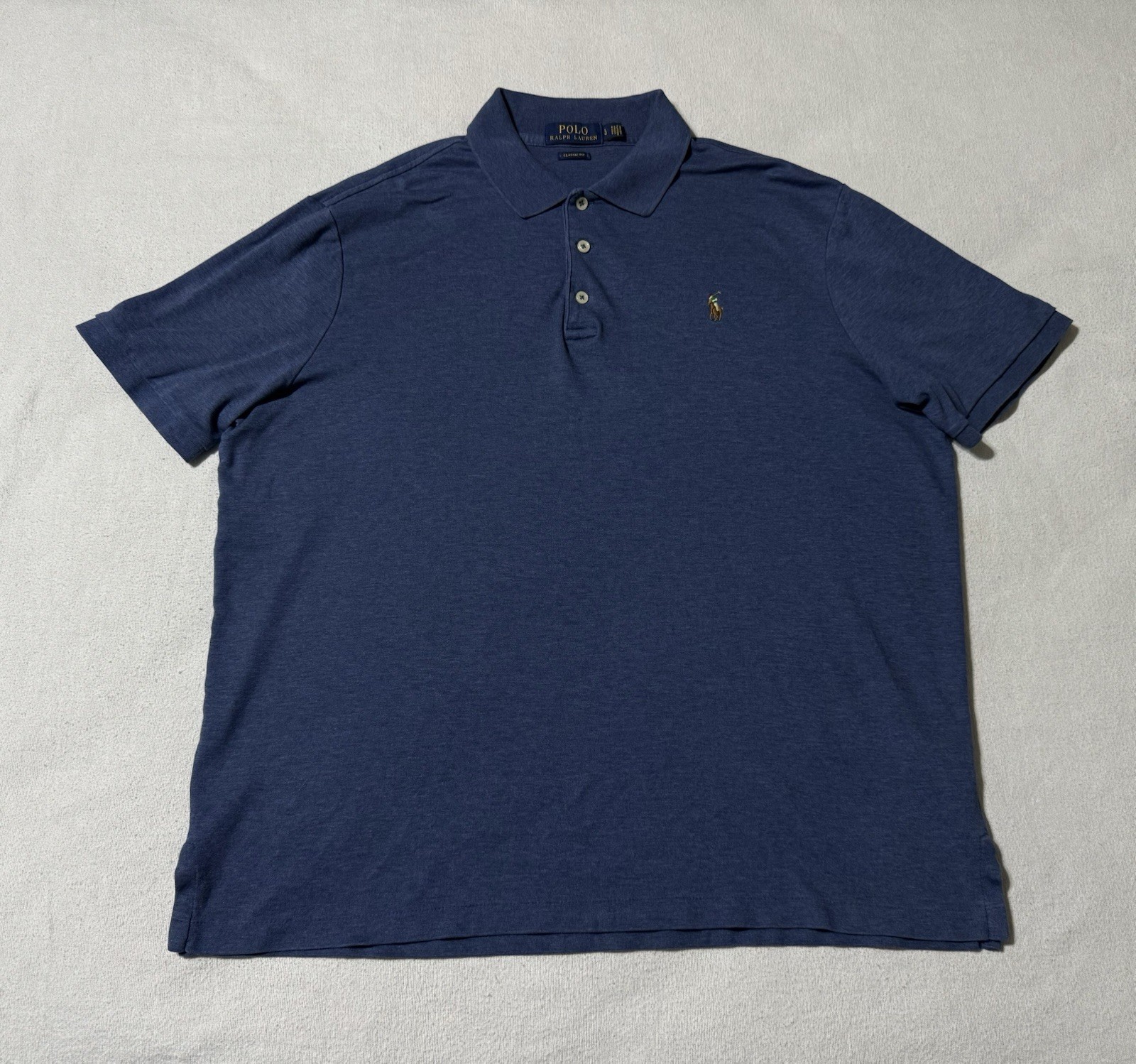 Polo Ralph Lauren camicia uomo grande erica blu carne pony vestibilità classica