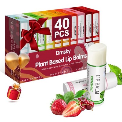 40 Pack Lip Balm Bulk, Fruit Variety 1 Count (Pack of 40), 40 pack