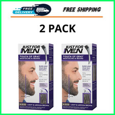 Just For Men Touch of Gray Mustache  Beard B-25/35 Light Medium Brown, 2 Pack