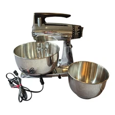 Vintage Sunbeam Mixmaster 12-Speed Stand Mixer Model MMB 2 Bowls Chrome TESTED!