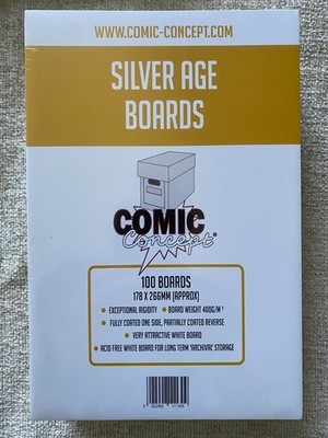 100 SILVER AGE Comic Backing Boards - Silver Age 178x 266 mm Coated Acid Free