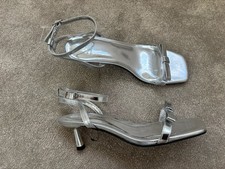 Brand New Tagged Ladies Silver Ankle Strap Sandals Small Heel From Next Size 5