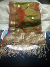 Vintage Indian 72  X 21" Pure Mulberry Tissue Silk Dupatta Traditional Garment