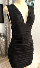 Sexy Mini Little Black Dress Ruched Form Fitting Dress With Sexy Back Sz S/M 6b