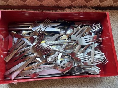 Large Lot Of 115 pcs Silverware Forks Spoons Mixed Lot Sale