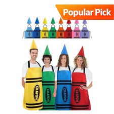 16 Pcs Crayon Costume Set Adult Halloween Apron Cone Hat Mepase Dress
