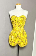 Vintage 1950  s Golden Floral Romper M/L Handmade Playsuit/ Sunsuit