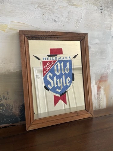 Vintage Heileman’s “Old Style” Beer Bar Advertising Mirror Sign-Blue & Red