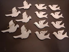 Vtg. Lillian Vernon 13 Porcelain Cardinals And  Dove Christmas Ornaments