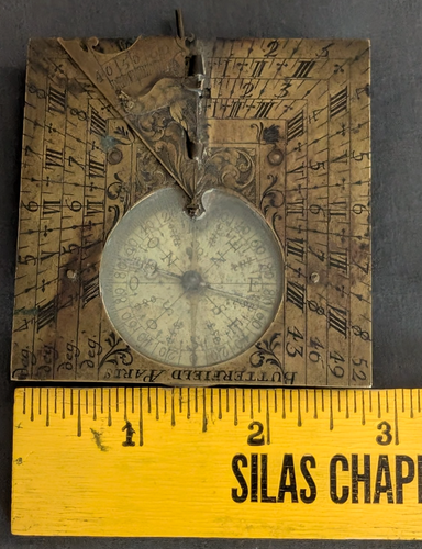 Early 18th Century Brass Michael Butterfield Sun Dial Compass from Paris - 第 17/18 張圖片