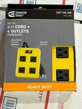 Commercial Electric 4 ft. CORD  4-Outlet Metal Power Block