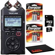 Tascam DR-40X 4-Channel 4-Track Audio Recorder  AA Batteries  32GB SD  More