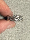 vintage HEAVY braided textured STERLING silver STATEMENT hand 4.74gr RING sz 7.5