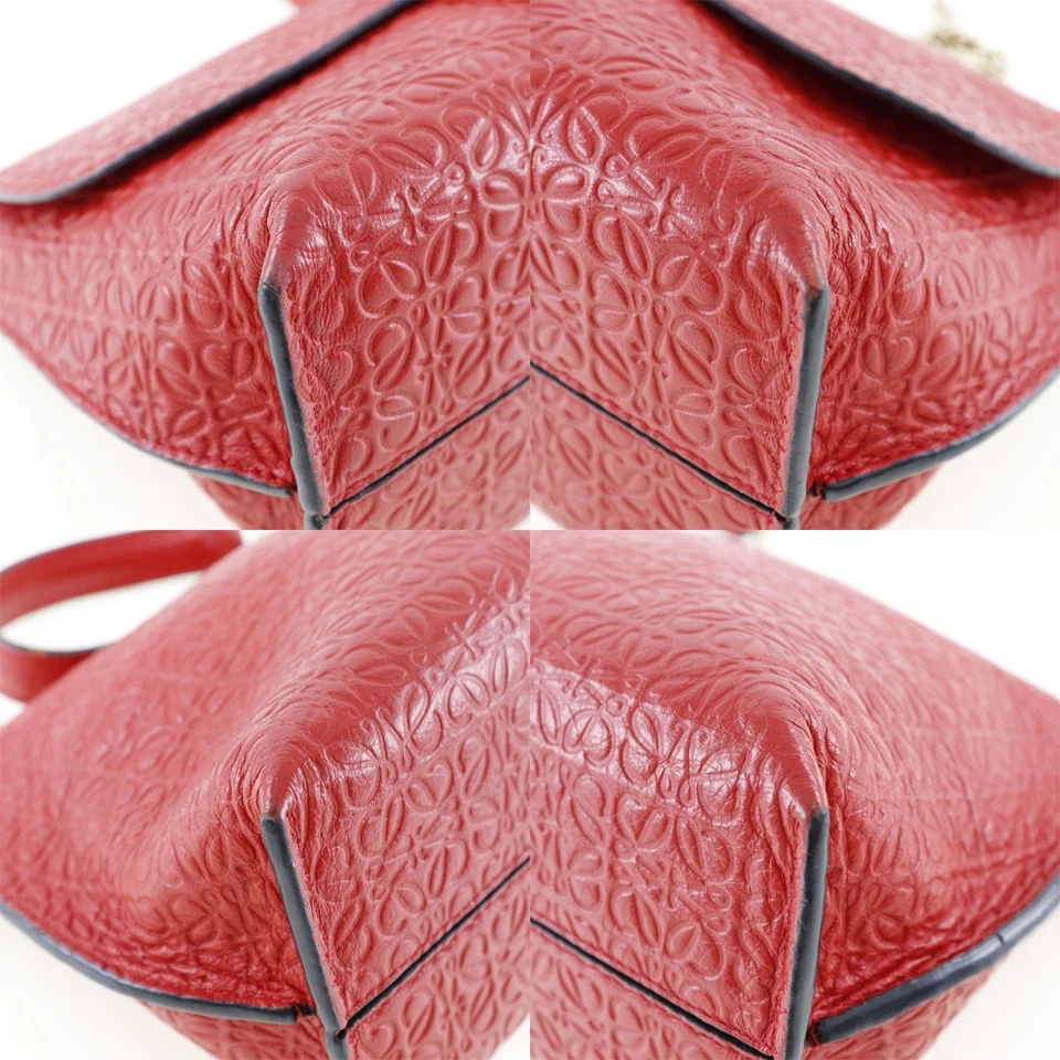 Bolso de Hombro LOEWE Avenue Repetición Anagrama CadenaHombro Rojo Piel de becerro Mujeres Foto 4 de 4