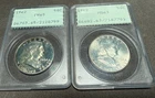 1962 Franklin Silver Half Dollar Pr65 Proof Ms63 Ogh Rattler Pcgs Set Pair Lot