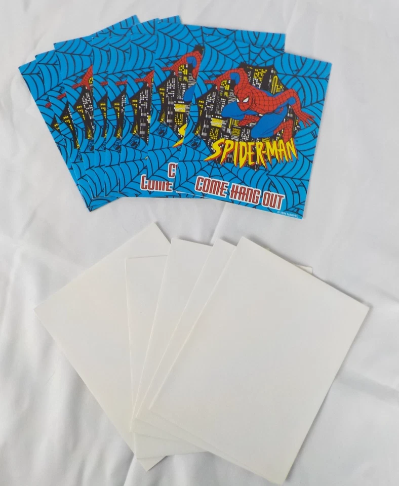 Vintage 1994 Marvel Spider-Man Birthday Invitations 8 Cards 5 Envelopes Opened - Image 2 of 4