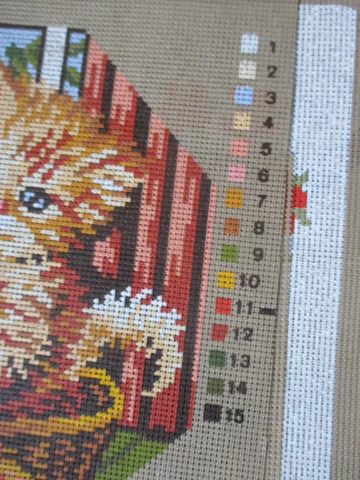 Canevas à broder tapisserie pré-dessinée petit chat chaton point de croix toile - Photo 2/4