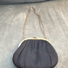 Black Evening Bag Formal Handbag with Chain Strap and Clasp Closure