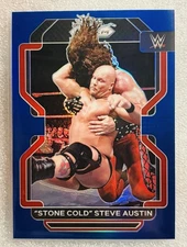 Stone Cold Steve Austin Panini Prizm WWE 2022 True Blue /199 Card #192