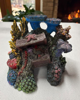 Resign Aquarium Ornament Rocks, Coral, Treasure Chest, Star Fish