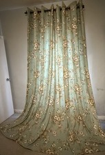 Long Green Floral Curtains