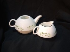 Vintage Royal Tara Ireland Shamrock Tea Pot And Creamer Set No Bottoms 